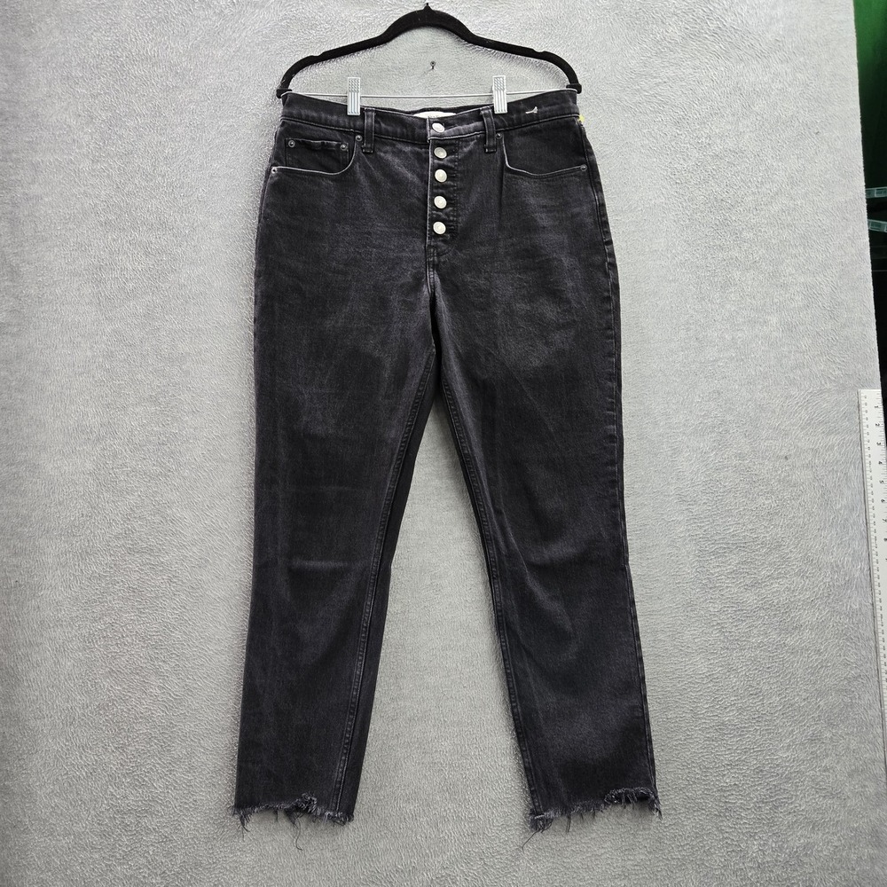 Abercrombie & Fitch Women Jeans 30 10R Black Denim High Rise Skinny Button Raw